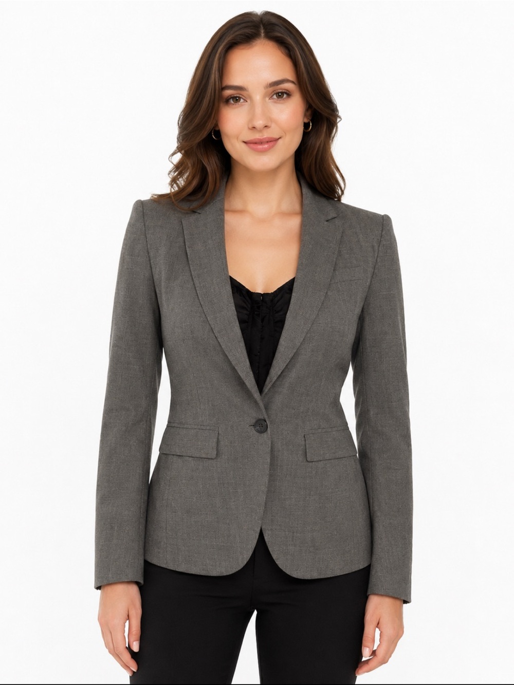 Banana Republic Italian Wool Gray Tailored Double -Buttons Blazer Size 0
